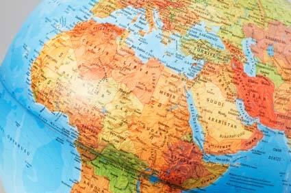 Médio Oriente e África globo Middle East and Africa globe